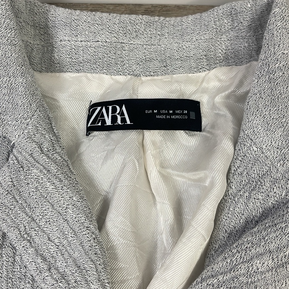 Zara Buttoned Linen Double Breasted Blazer Size Medium - Picture 3 of 13